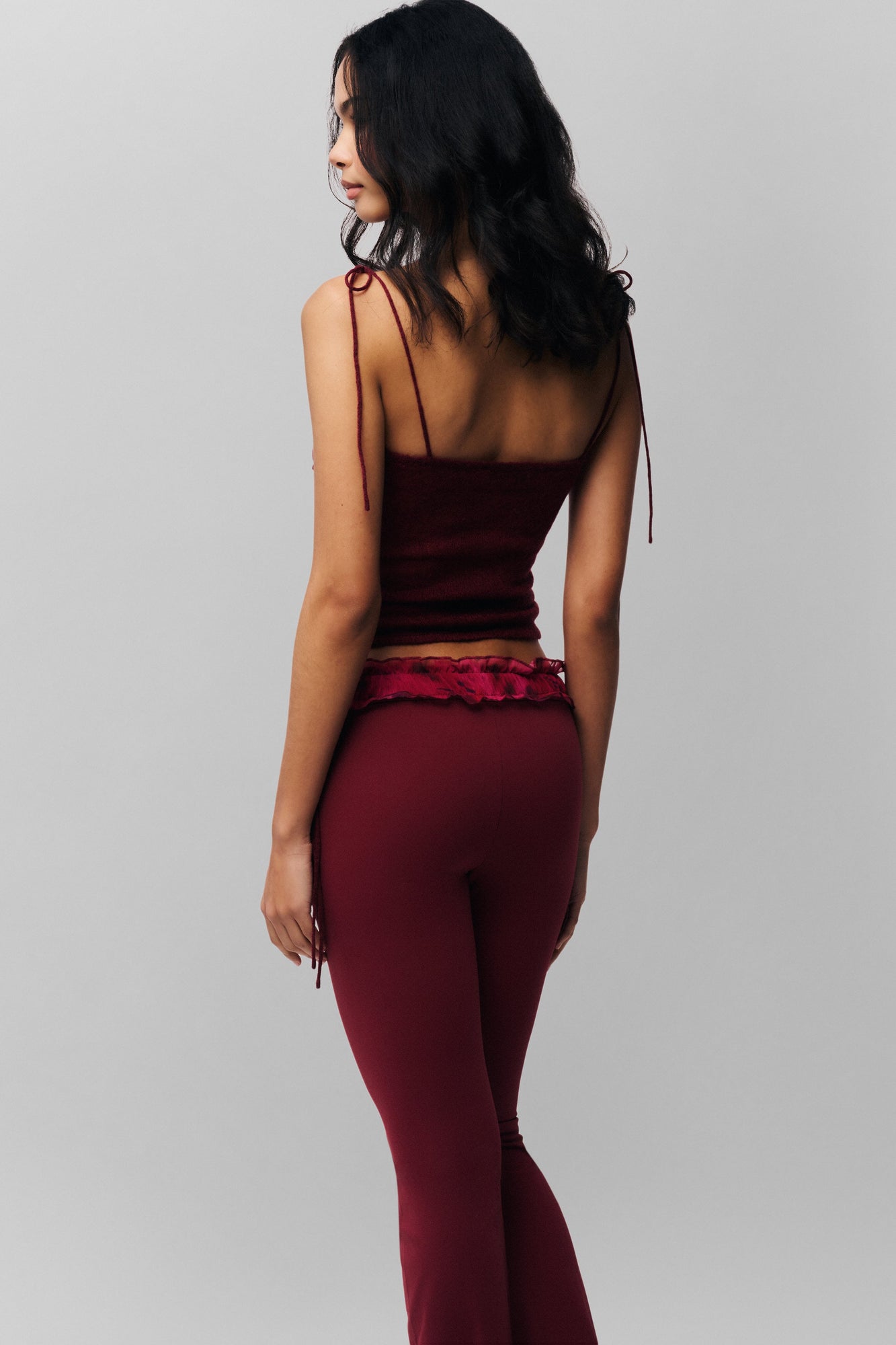 Womens | Ruched Chiffon Knit Tank | Pink Multi Bordeaux