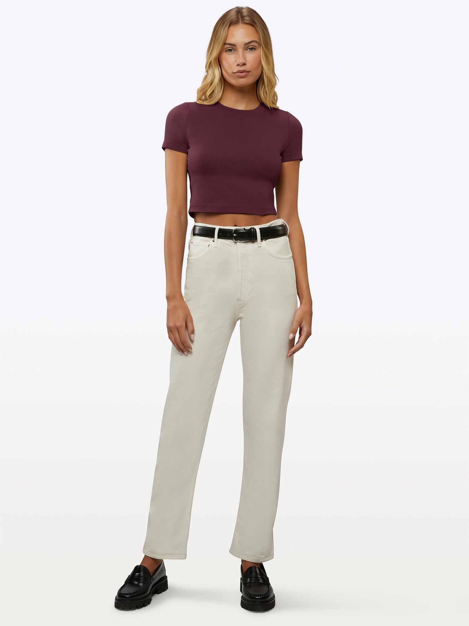 Womens | Tomboy Cropped Tee | Deep Cranberry