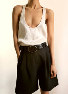 Flint Belt | Black Croco & Silver