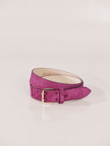 Mini Hutch Suede Belt | Magenta & 24K Gold