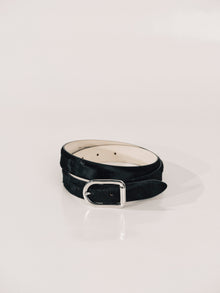 Mija Calf Hair Belt | Black & Silver
