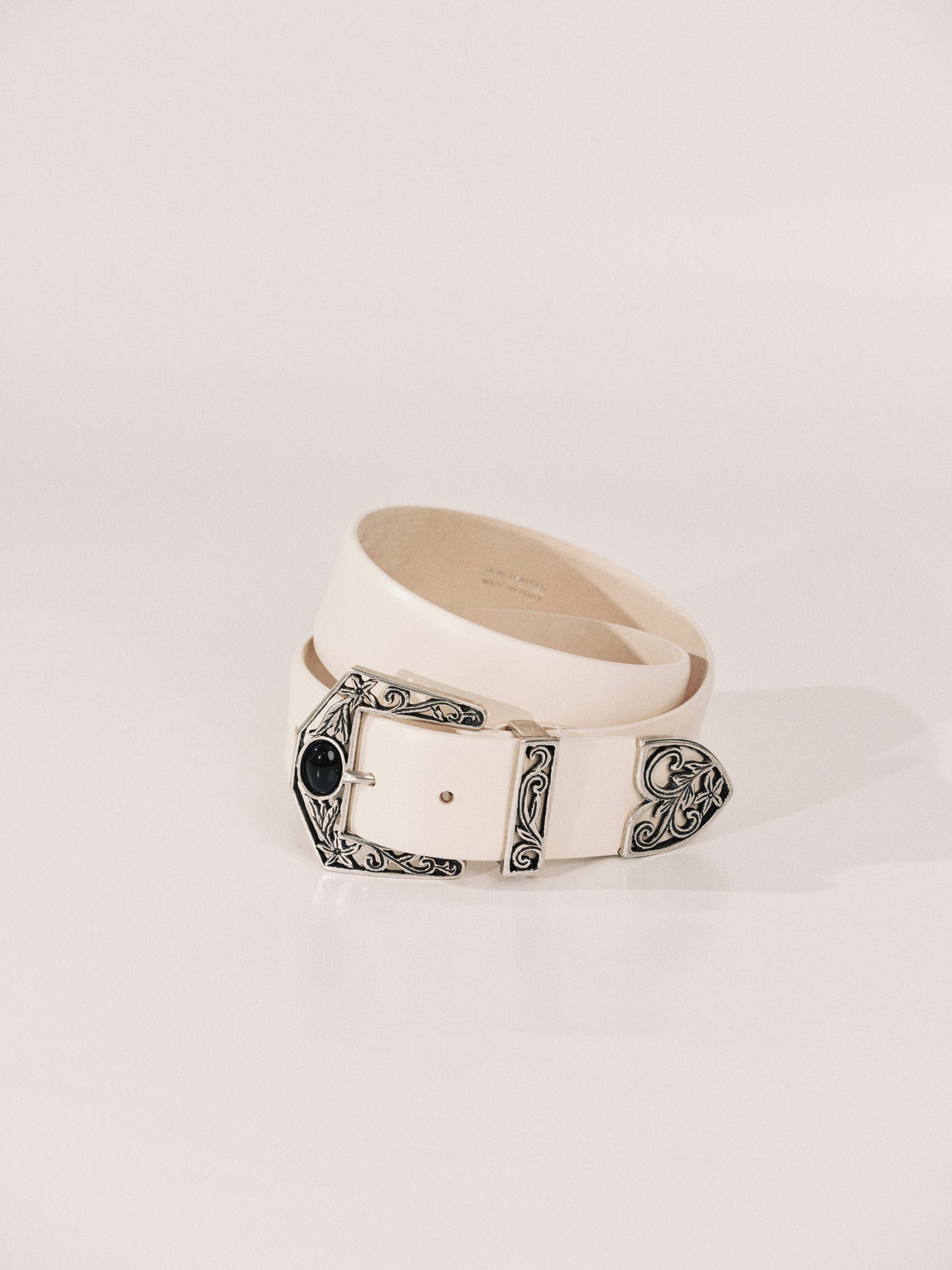 Western Inlay Belt | Ivory & Silver