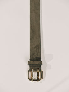 Mini Hutch Suede Belt | Truffle & 24K Gold