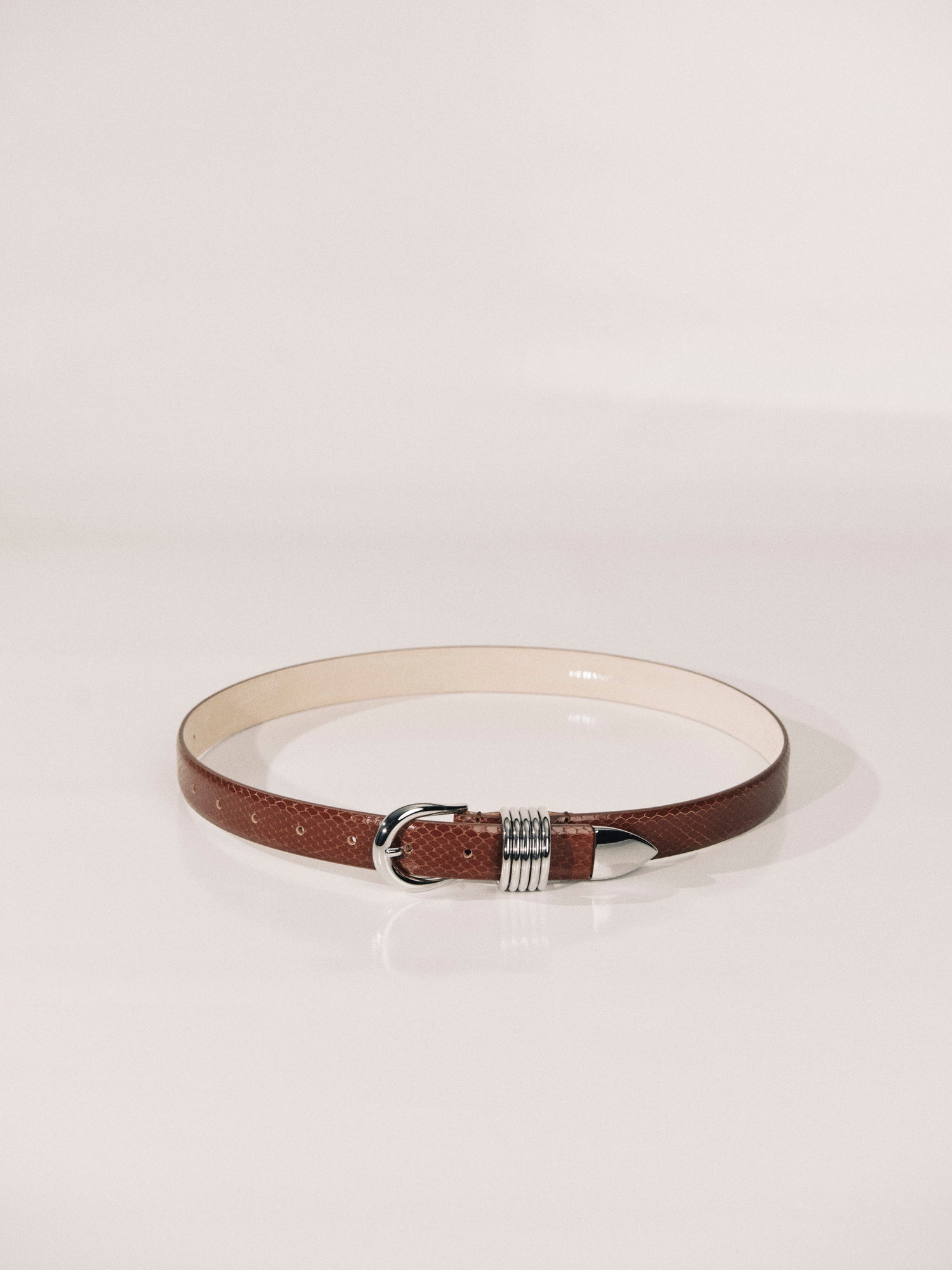 Hollyhock Belt | Camel Reptile & Silver