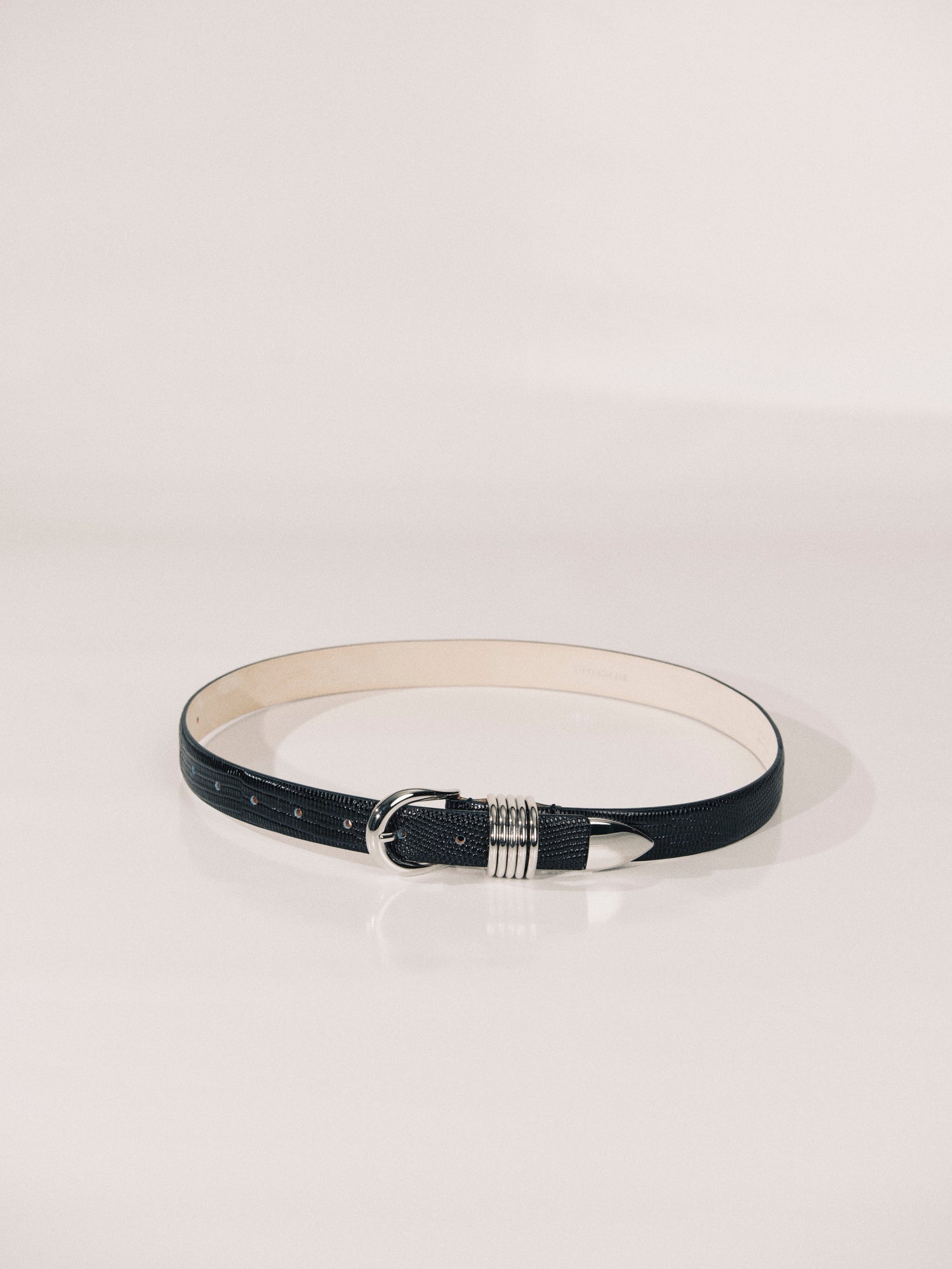 Hollyhock Belt | Navy Lizard & Silver