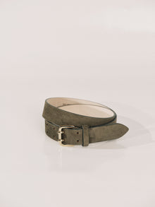 Mini Hutch Suede Belt | Truffle & 24K Gold
