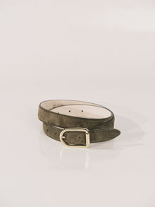 Mija Suede Belt | Olive & 24K Gold