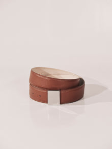 Brandt Leather Belt | Camel Pebble & Silver