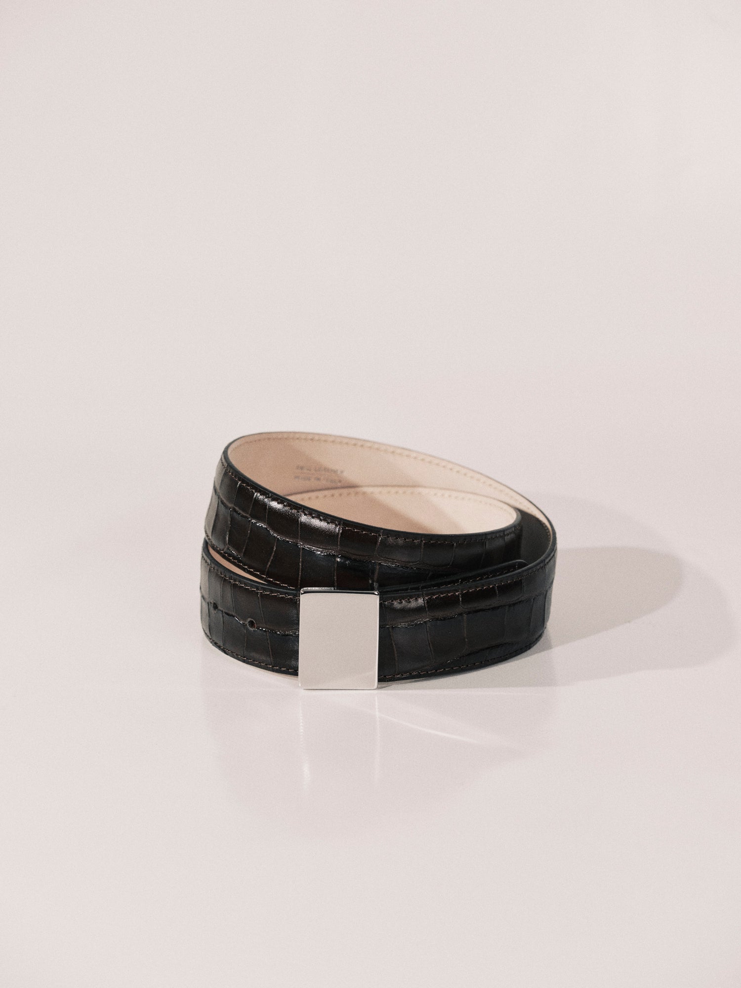 Brandt Belt | Black Croco & Silver