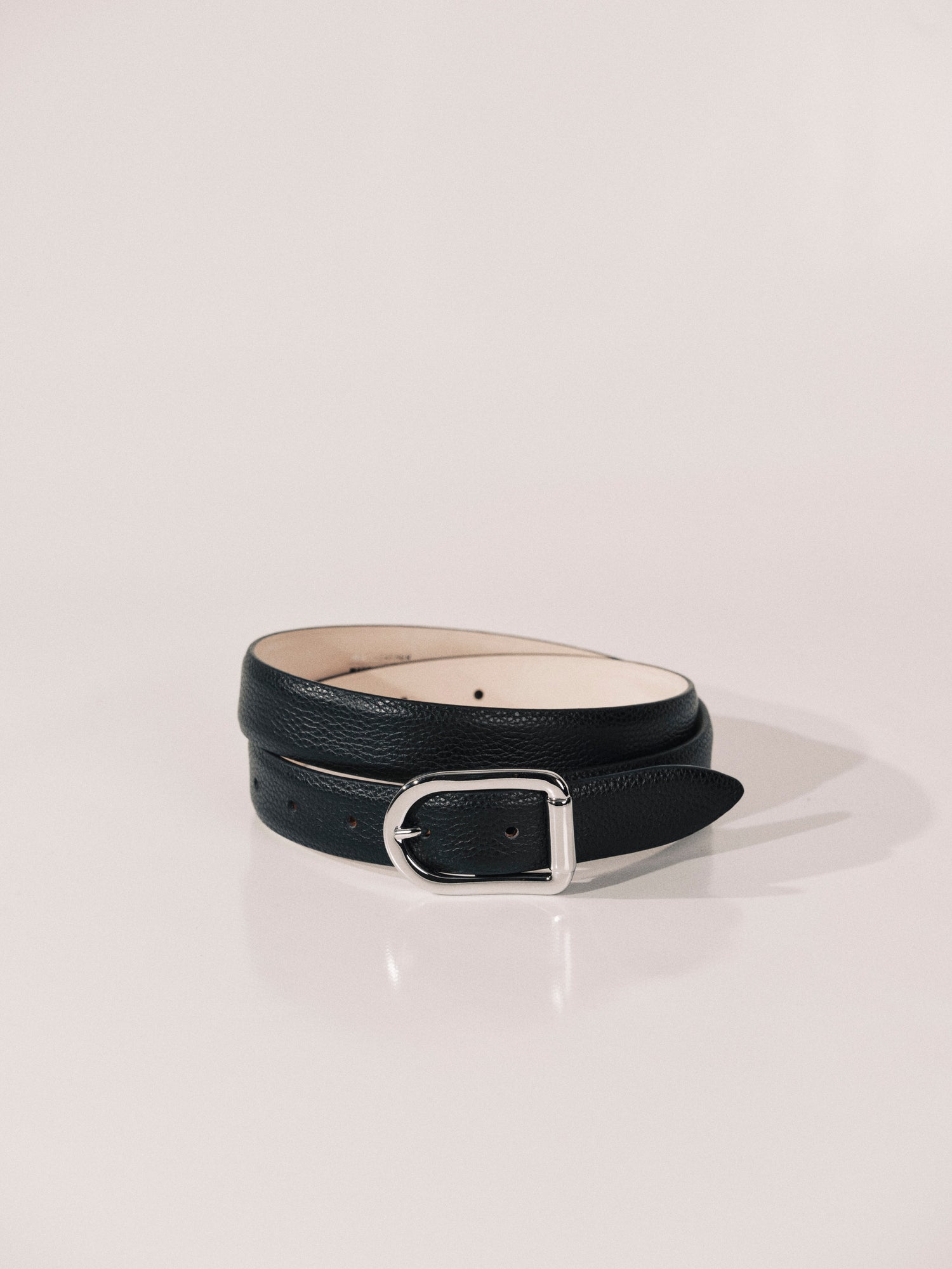 Mija Leather Belt | Black Pebble & Silver