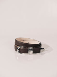 Hollyhock Leather Belt | Brown Pebble & Silver