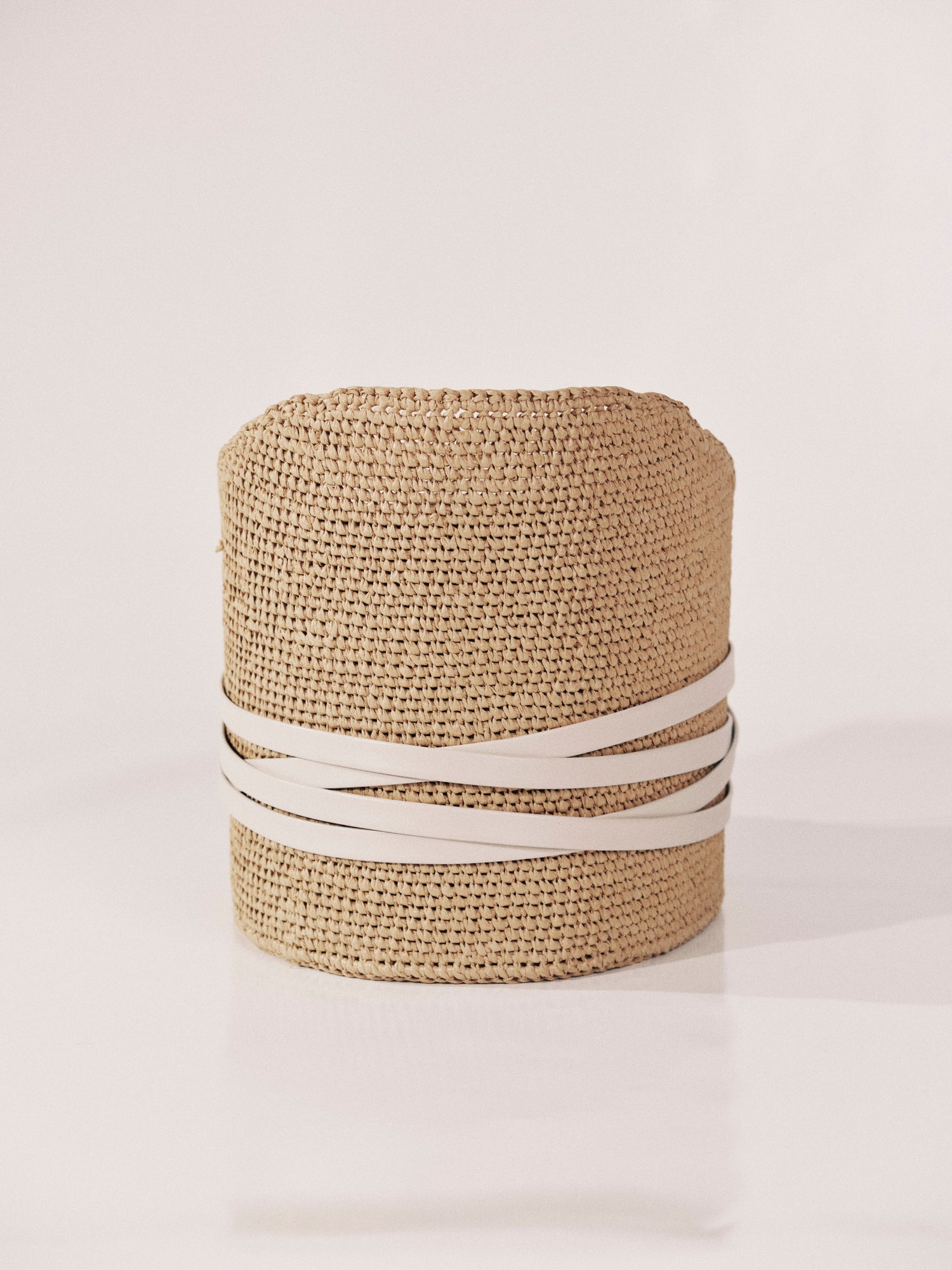 Undone Corset Short Belt | Palm Raffia & Ivory Leather