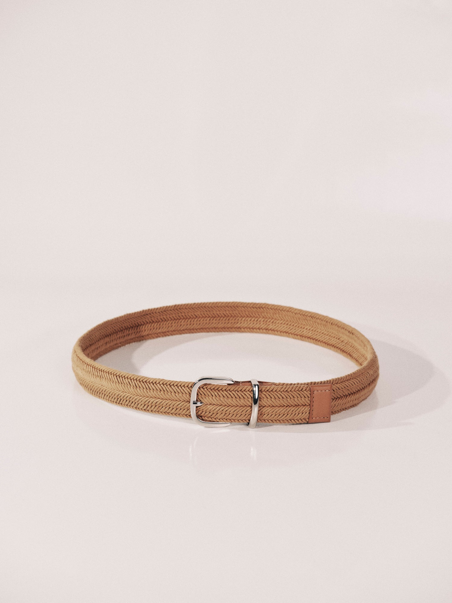 Woven Belt | Tan & Silver