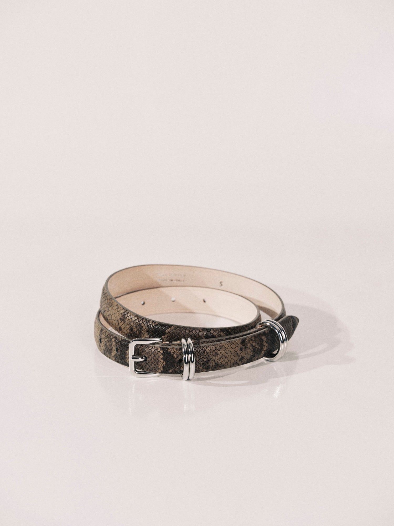 Constance Belt | Neutral Brown Snakeskin & Silver