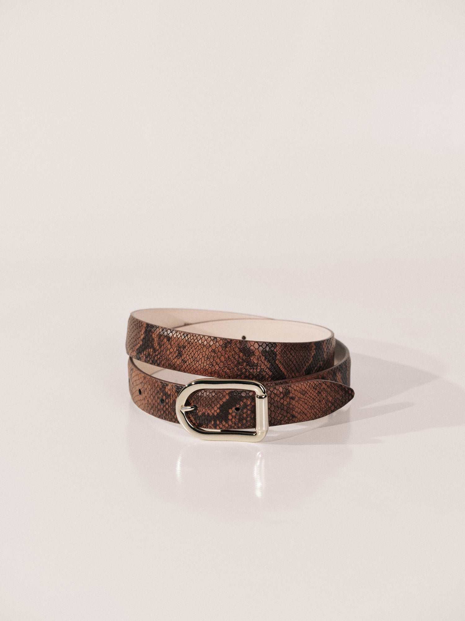 Mija Belt | Brown Python & Pale Gold