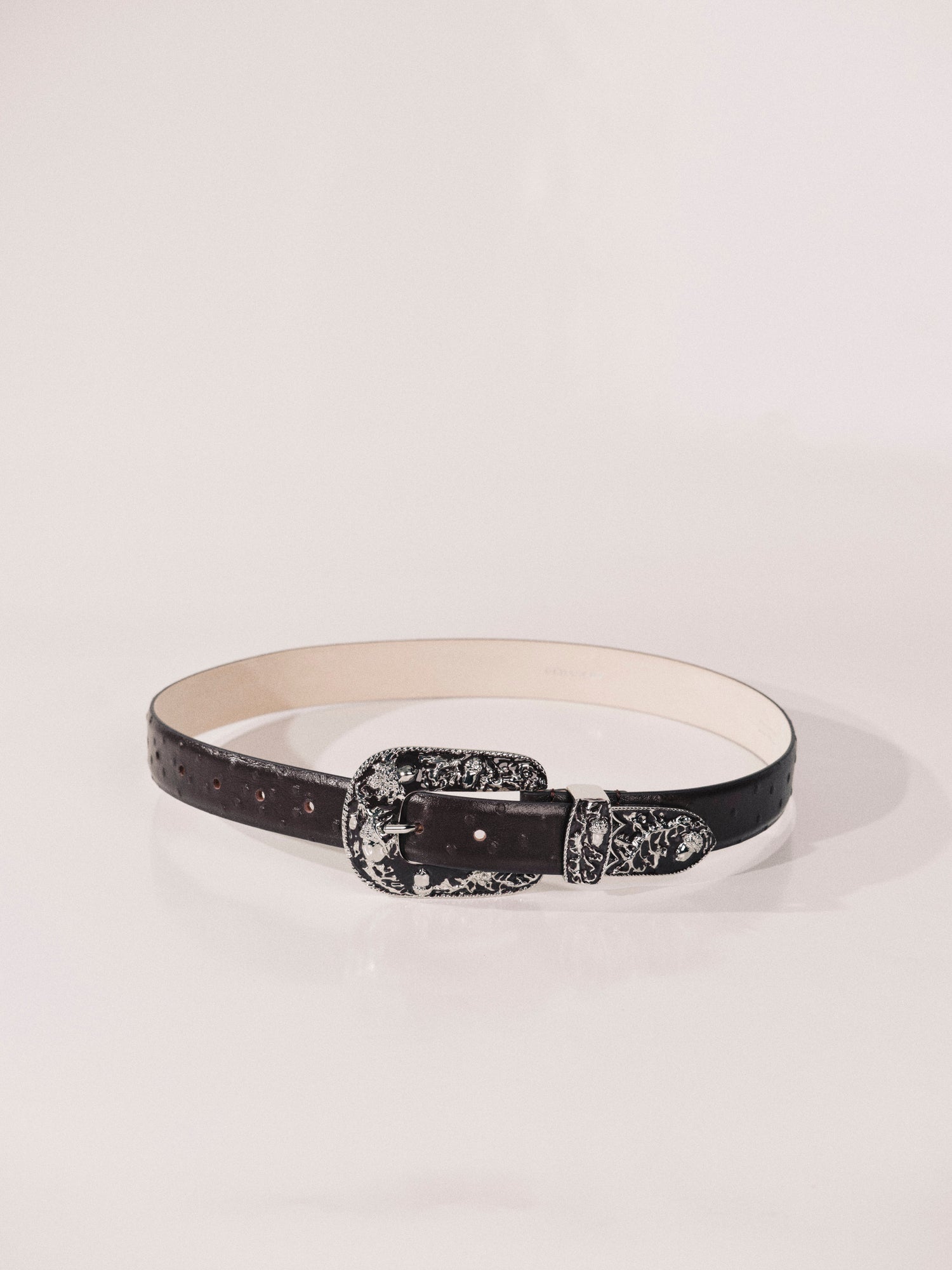 Vendome Belt | Plum Ostrich & Silver