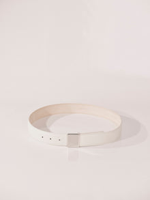 Brandt Leather Belt | Ivory Pebble & Silver