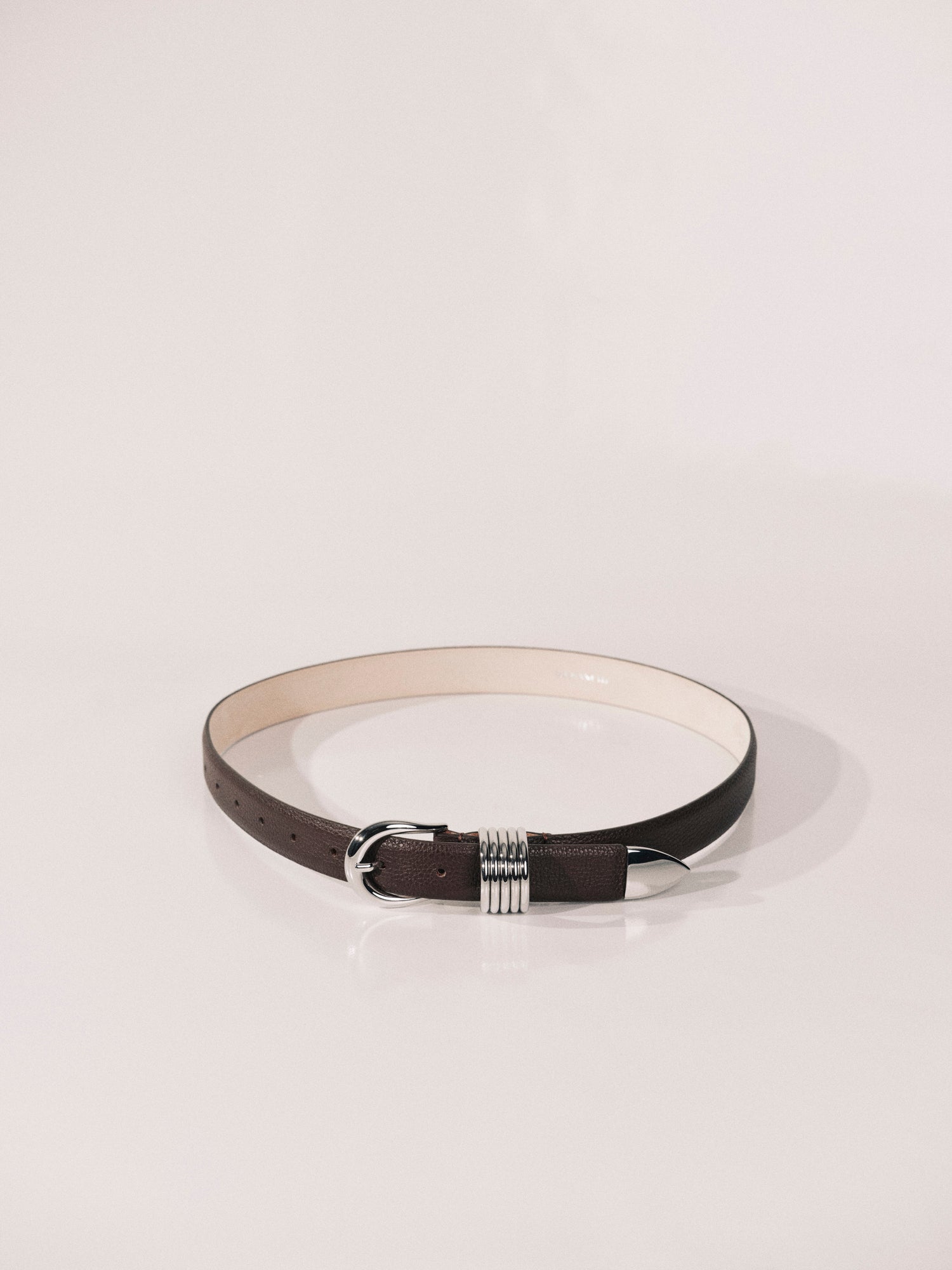 Hollyhock Leather Belt | Brown Pebble & Silver