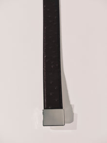 Brandt Belt | Plum Ostrich & Silver