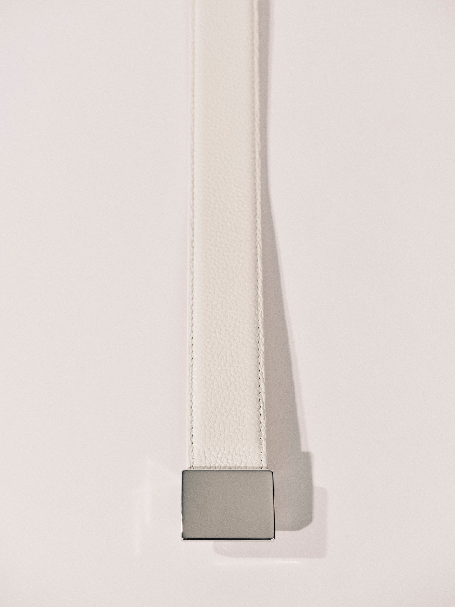 Brandt Leather Belt | Ivory Pebble & Silver
