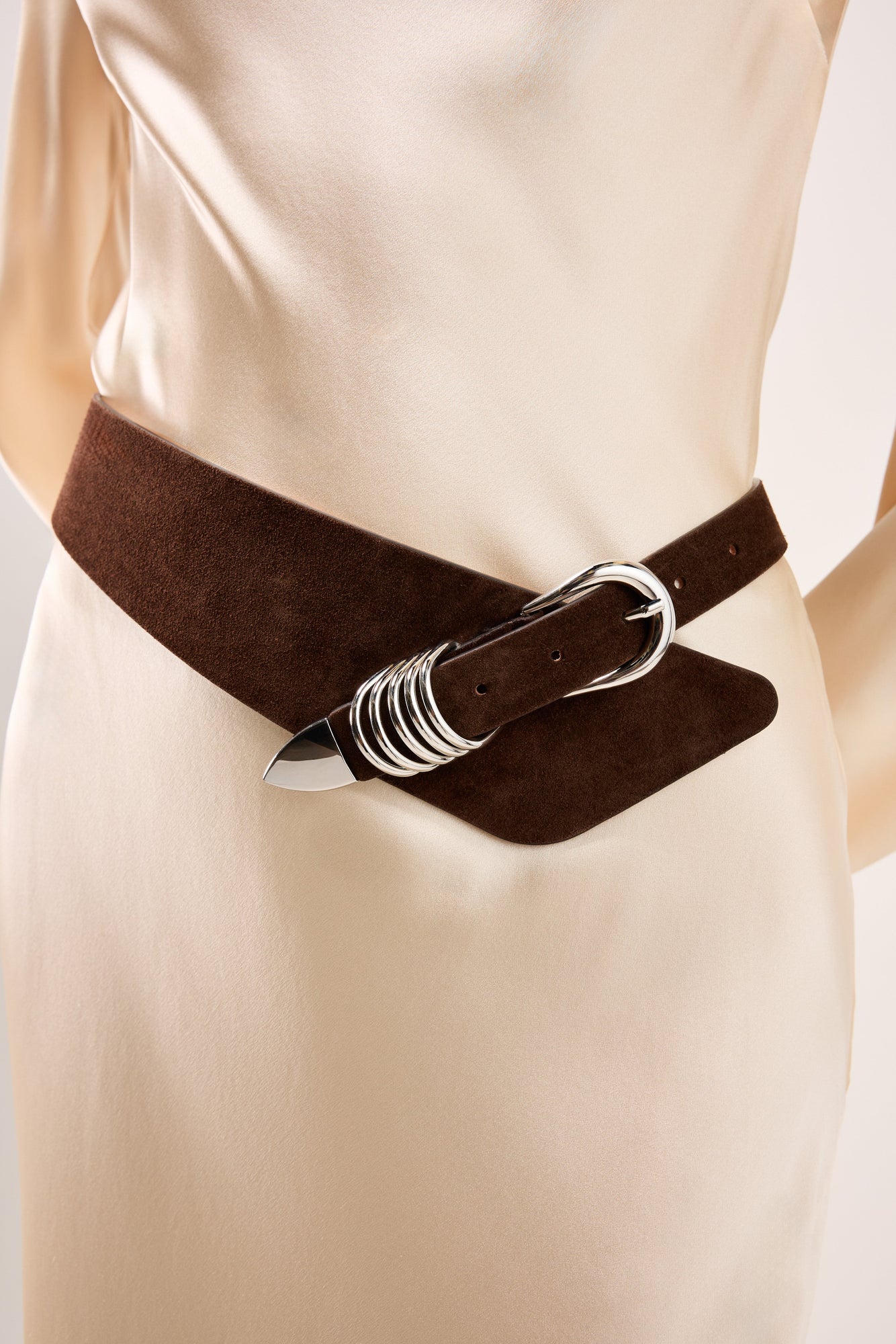 Alcott Belt | Chocolate Suede & Silver