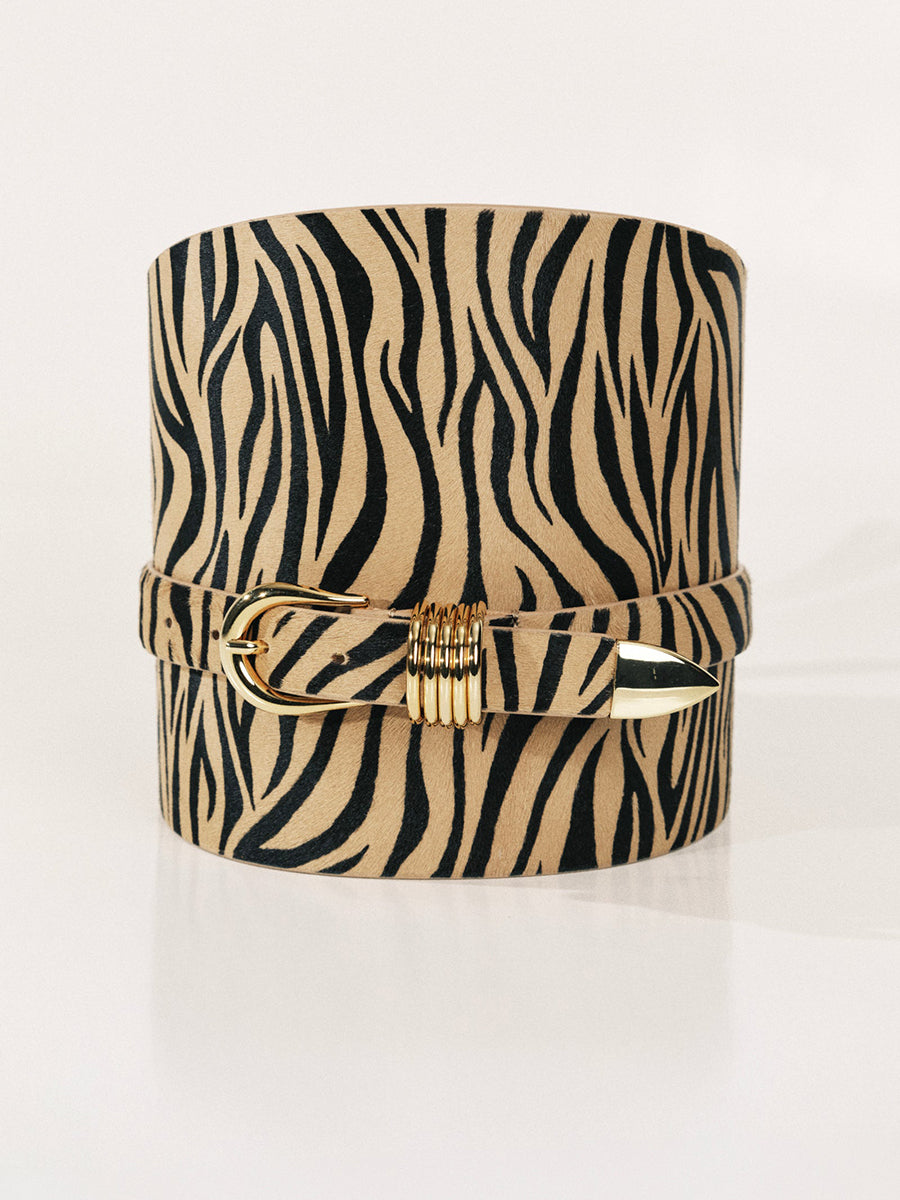 Bodice Belt Calf Hair Belt | Zebra & 24K Gold