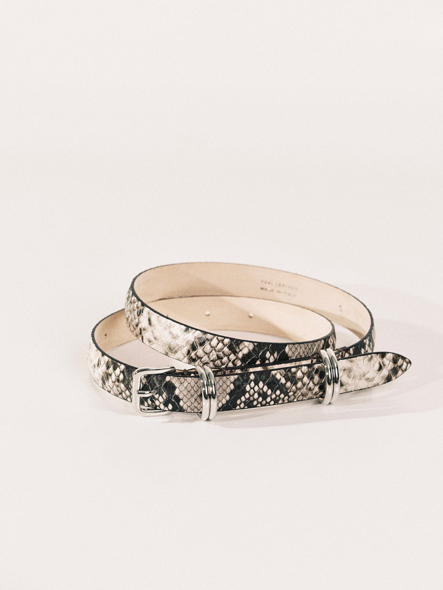 Constance Belt | Beige Snakeskin & Silver