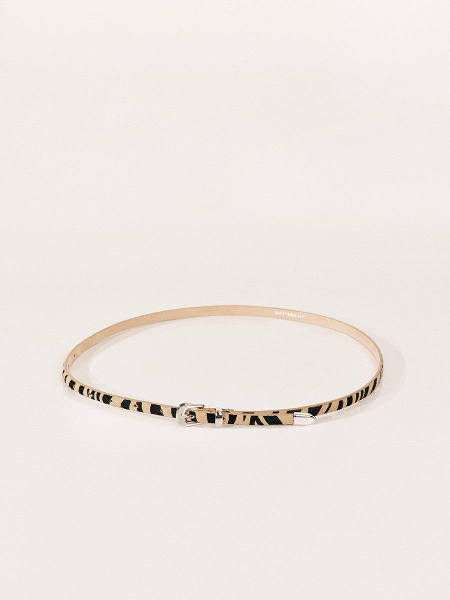 Le Fil Exotic Calf Hair Belt | Zebra & Silver
