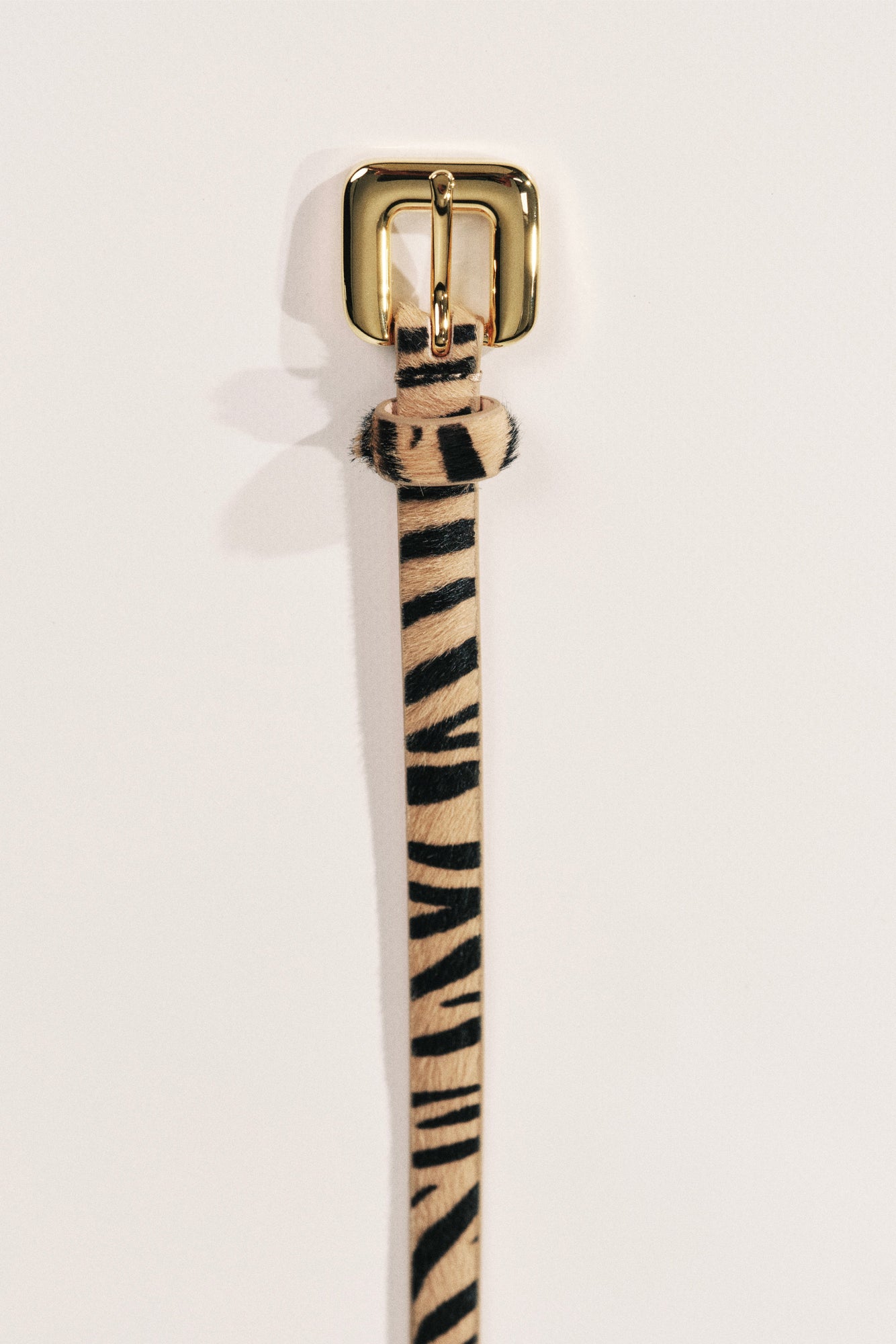 Mara Calf Hair Belt | Zebra & 24K Gold