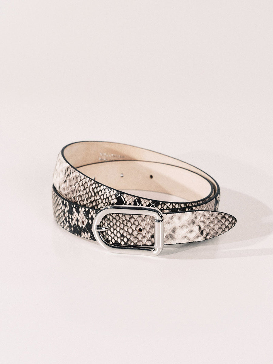 Mija Belt | Beige Snake & Silver