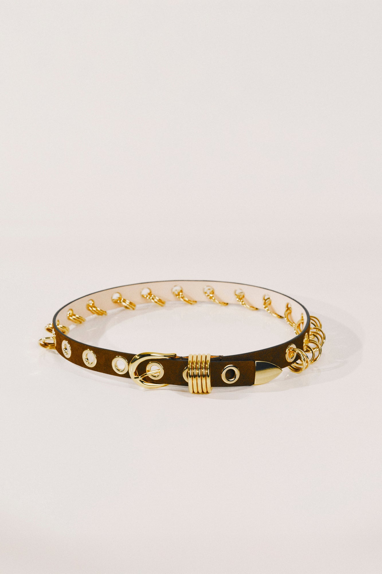 Revenge Belt | Chocolate Suede & 24K Gold