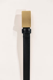 Signet Belt | Black & Brushed 24K Gold