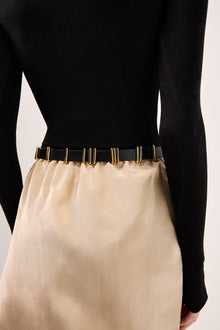 Richa Single Wrap Belt | Black & 24K Gold