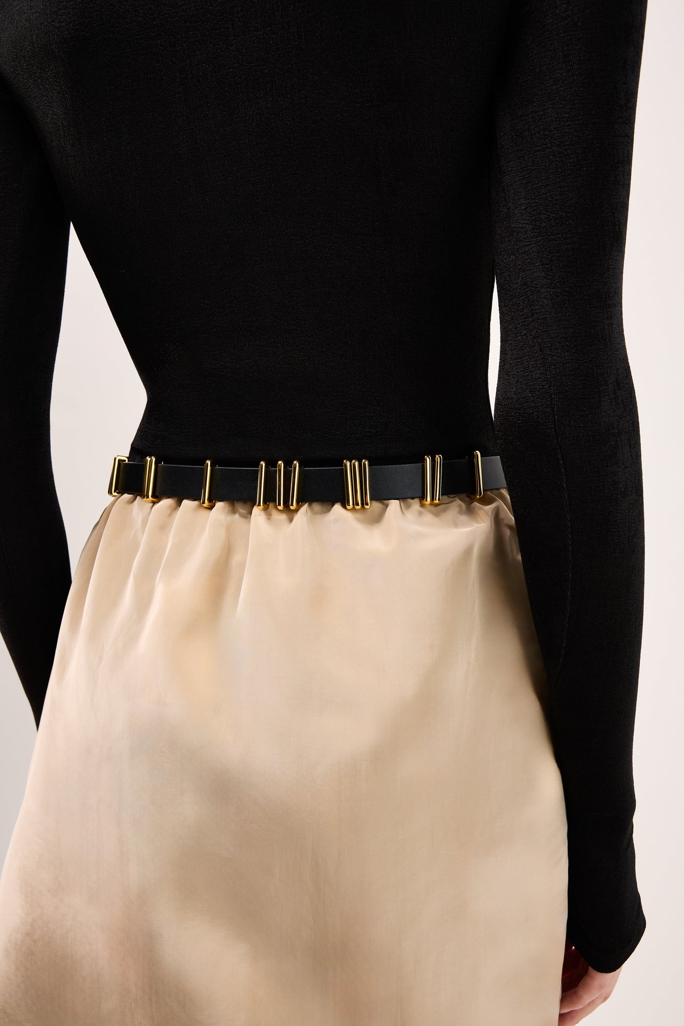 Richa Single Wrap Belt | Black & 24K Gold