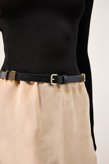 Richa Single Wrap Belt | Black & 24K Gold