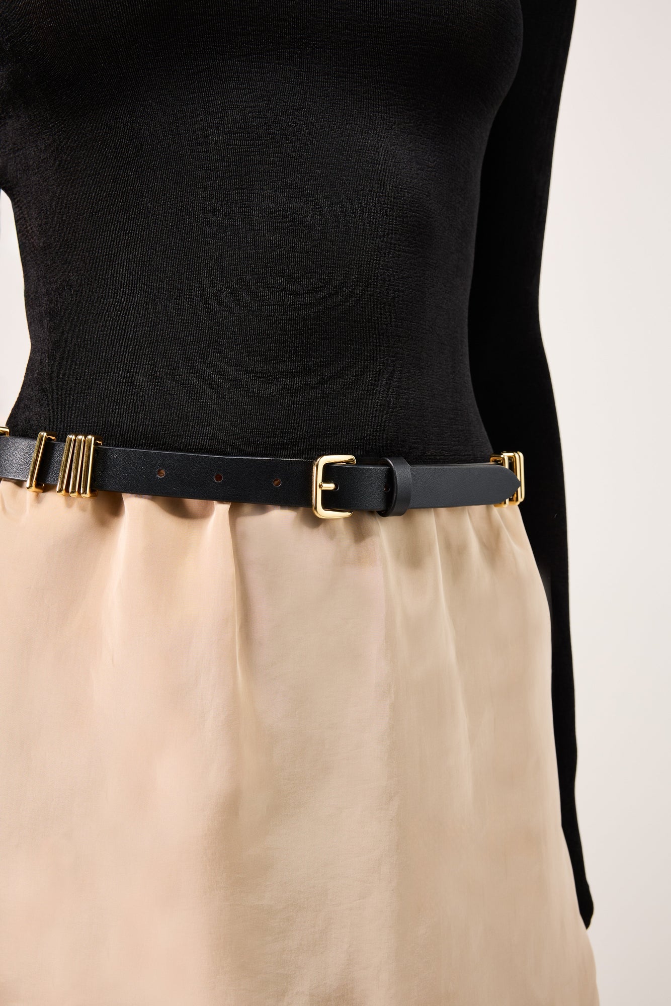 Richa Single Wrap Belt | Black & 24K Gold