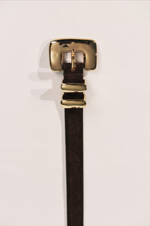 Tetra Belt | Chocolate Suede & 24K Gold