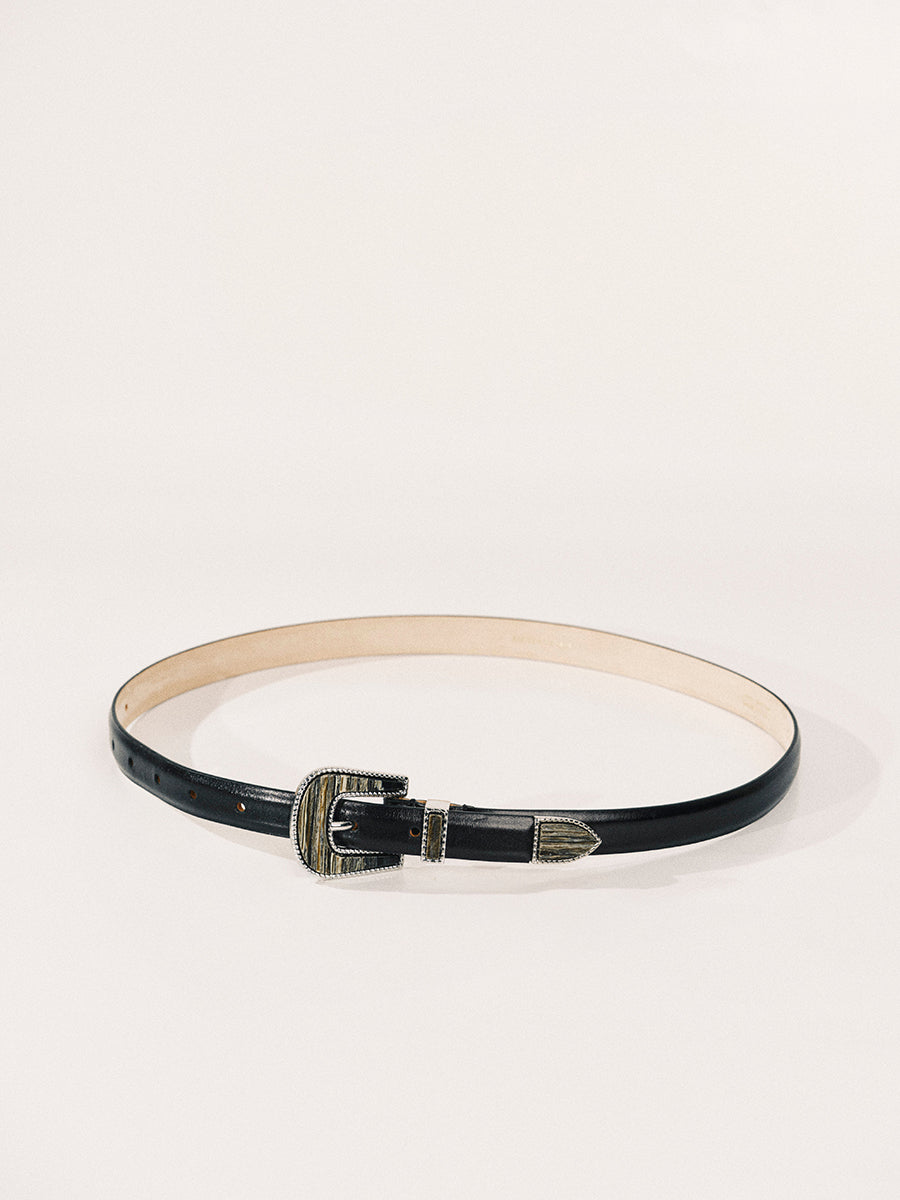 Travertine Belt | Black With Black Onyx Inlay