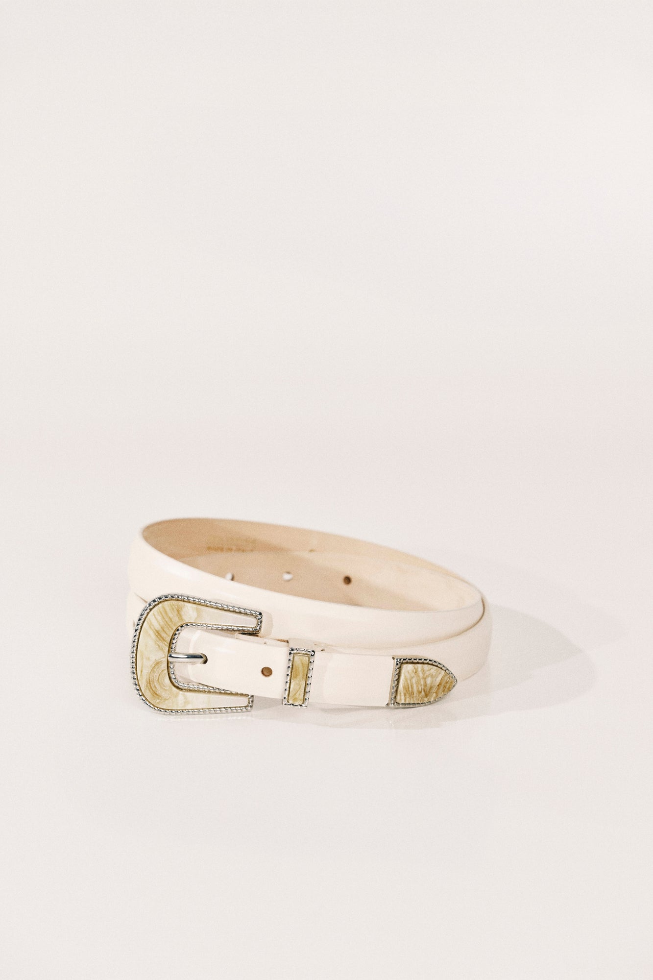 Travertine Belt | Ivory Silver & Marble Inlay