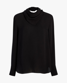 Another Tomorrow Silk Detachable Bandana Blouse in Black – Silk Women's Top