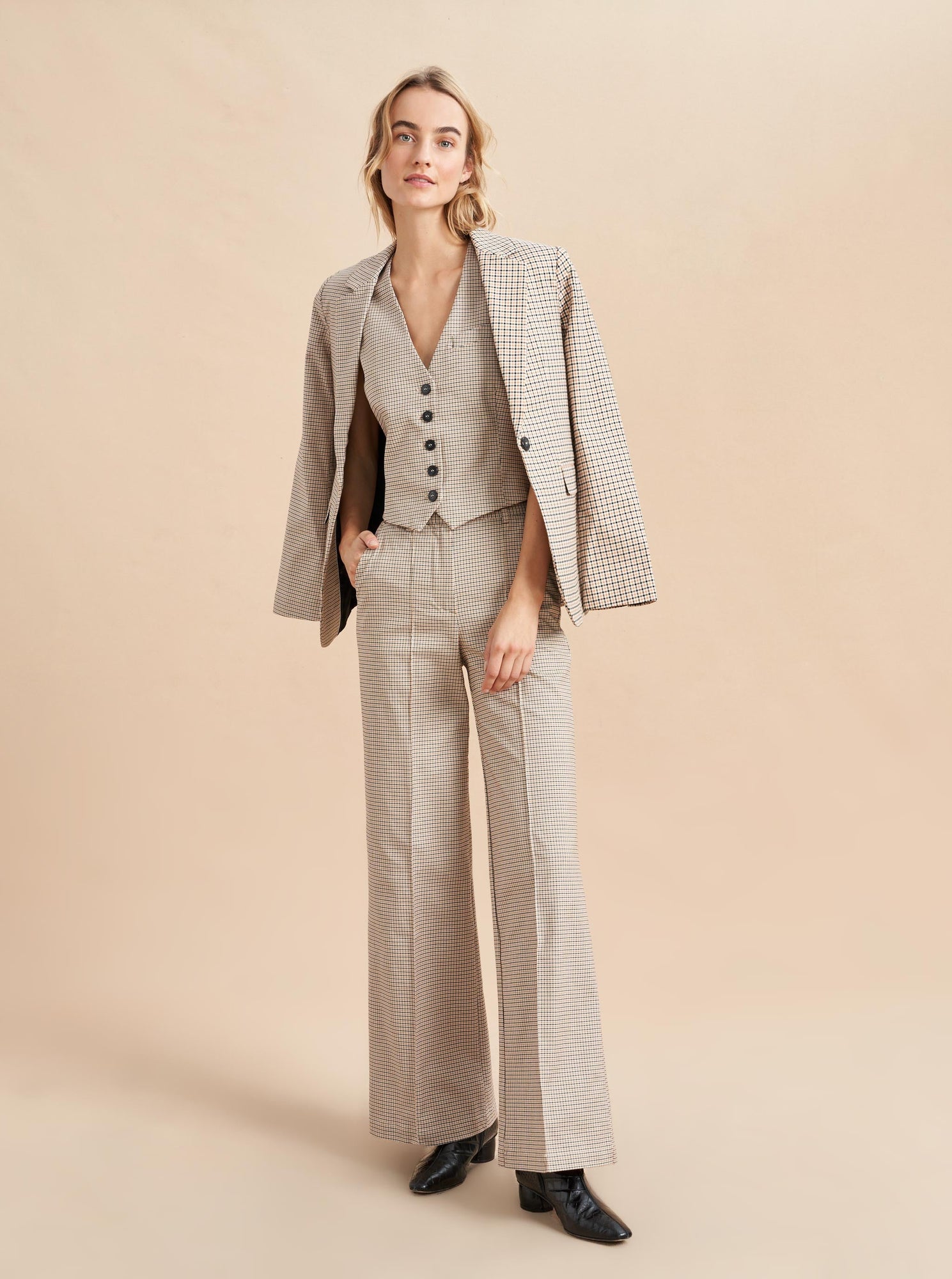 Devon Pant | Ivory x Multi Plaid