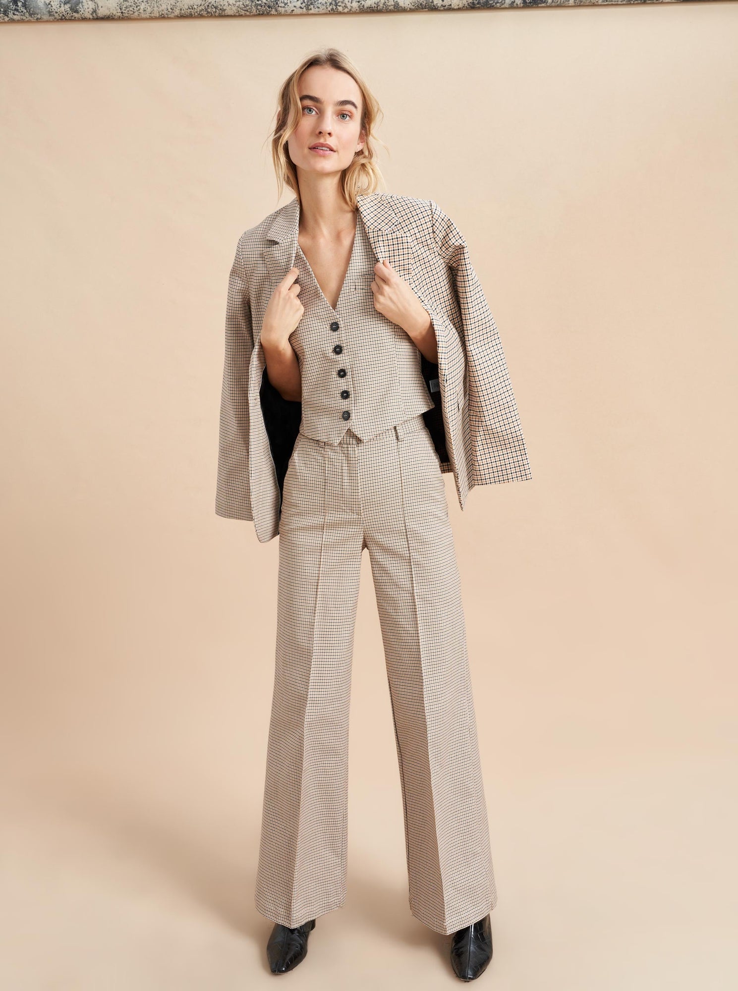 Devon Pant | Ivory x Multi Plaid