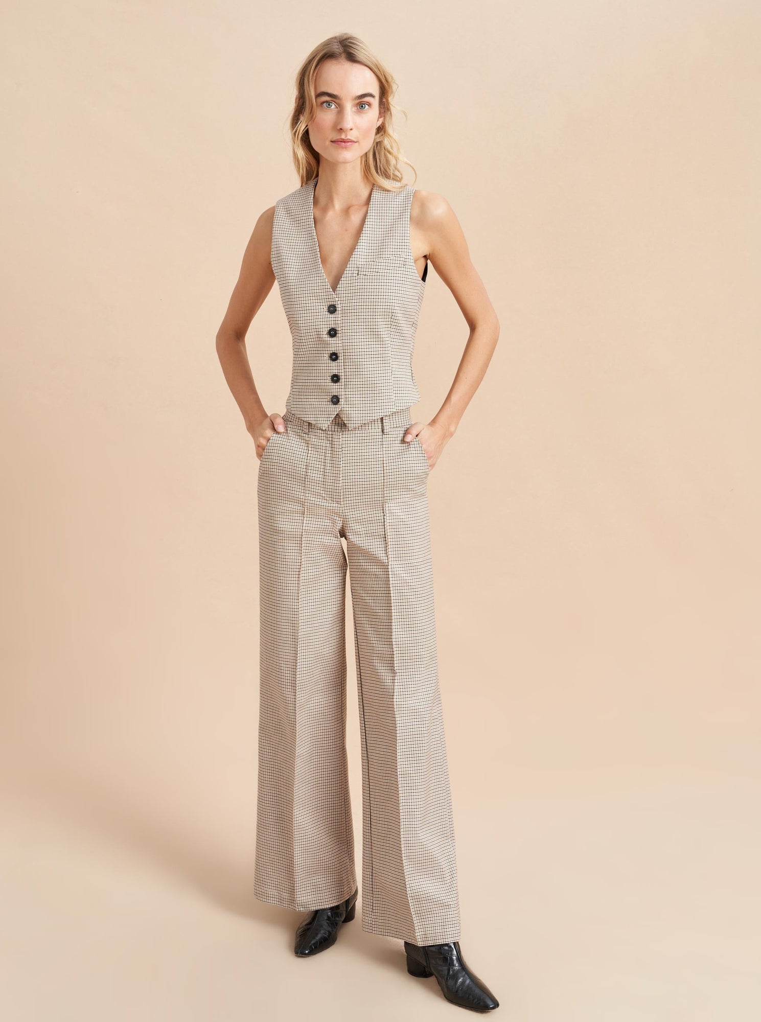 Devon Pant | Ivory x Multi Plaid