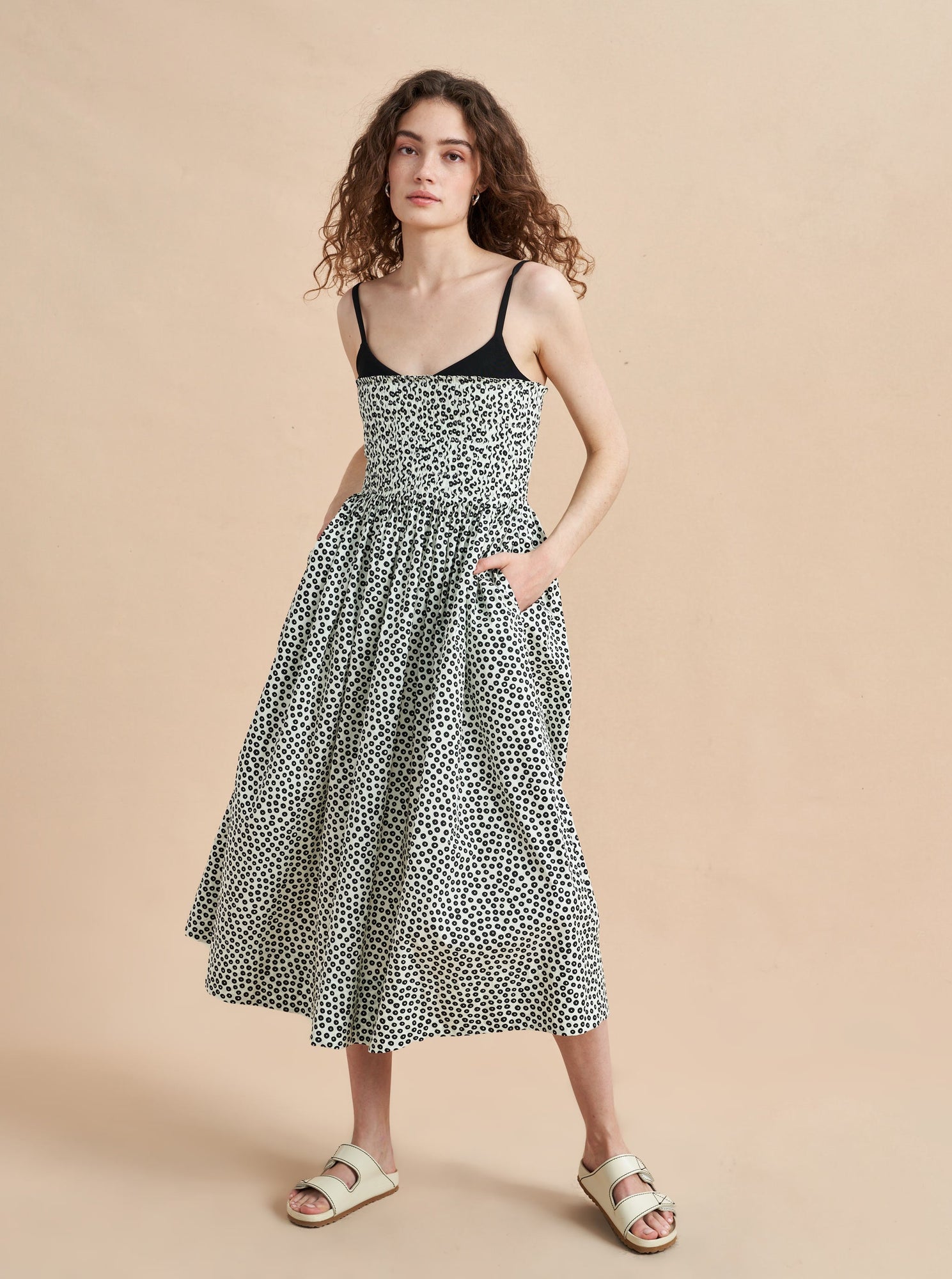 Devon Dress | Dotted Ivory x Black