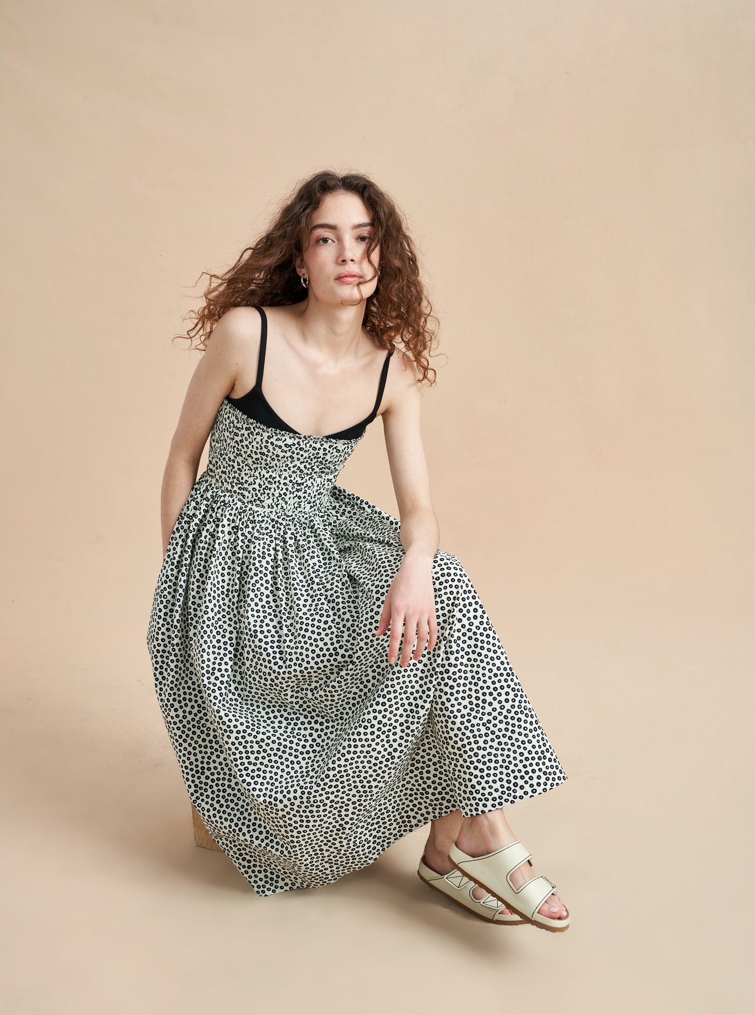 Devon Dress | Dotted Ivory x Black