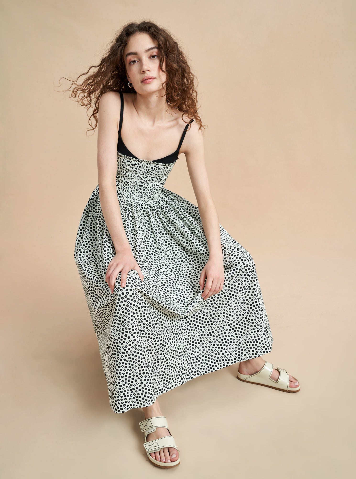 Devon Dress | Dotted Ivory x Black