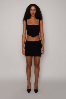 Womens | Low-Rise Rib Knit Mini Skirt | Black