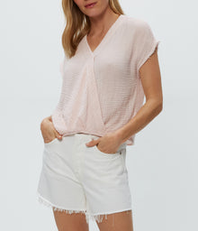 Evie Faux Wrap Top | Lychee