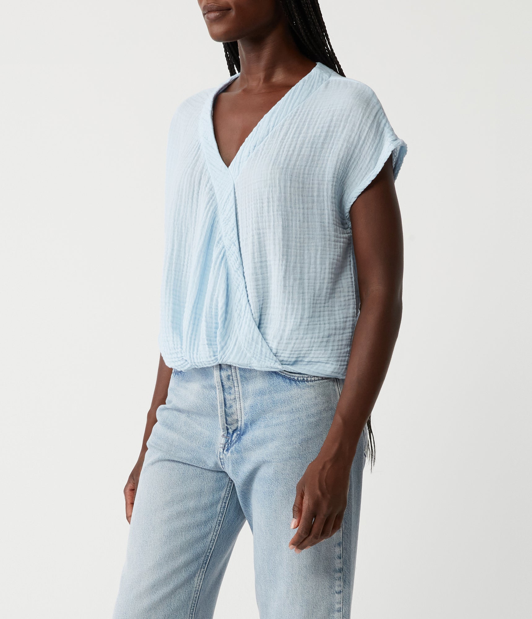 Evie Faux Wrap Top | Fountain