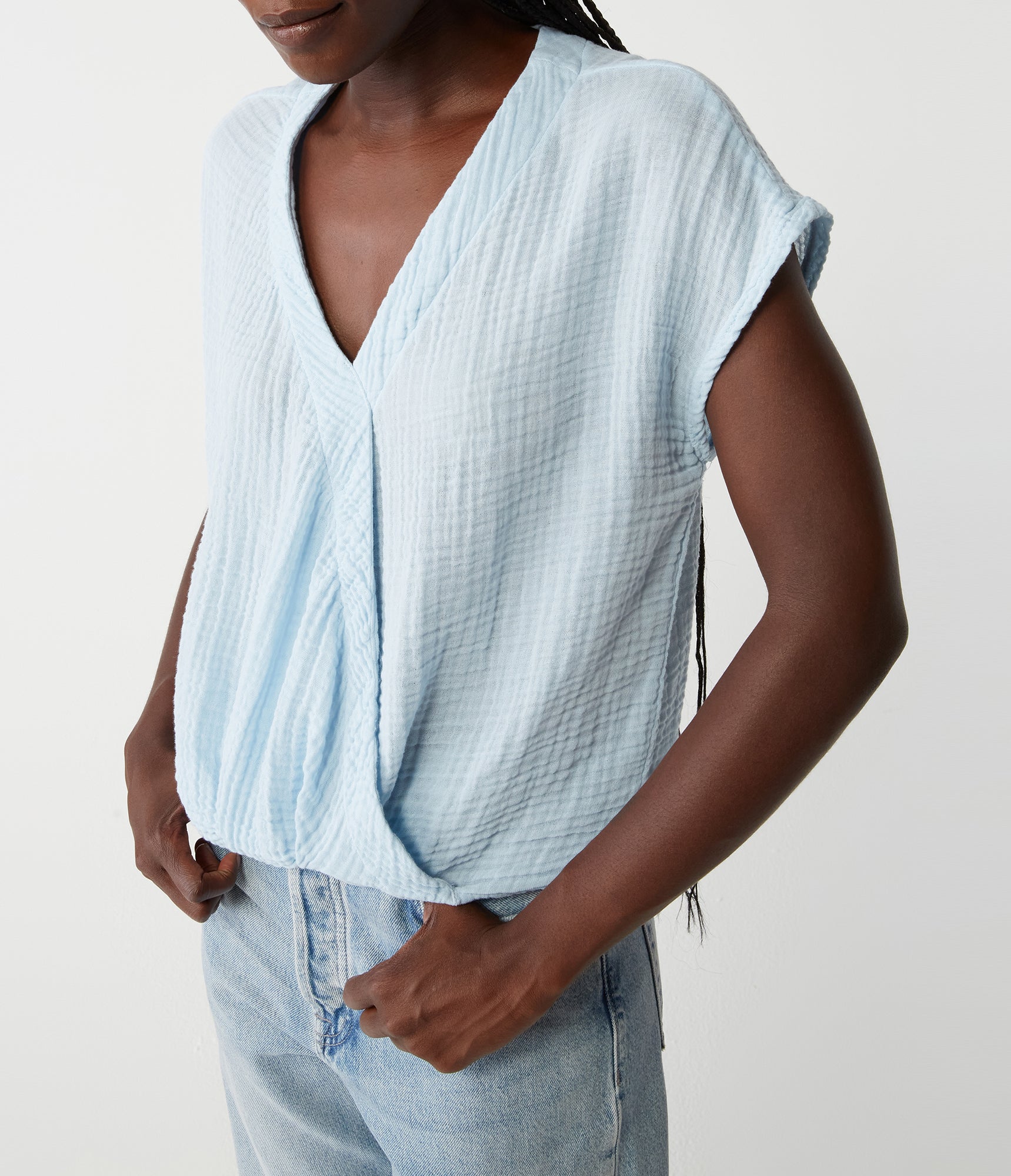 Evie Faux Wrap Top | Fountain